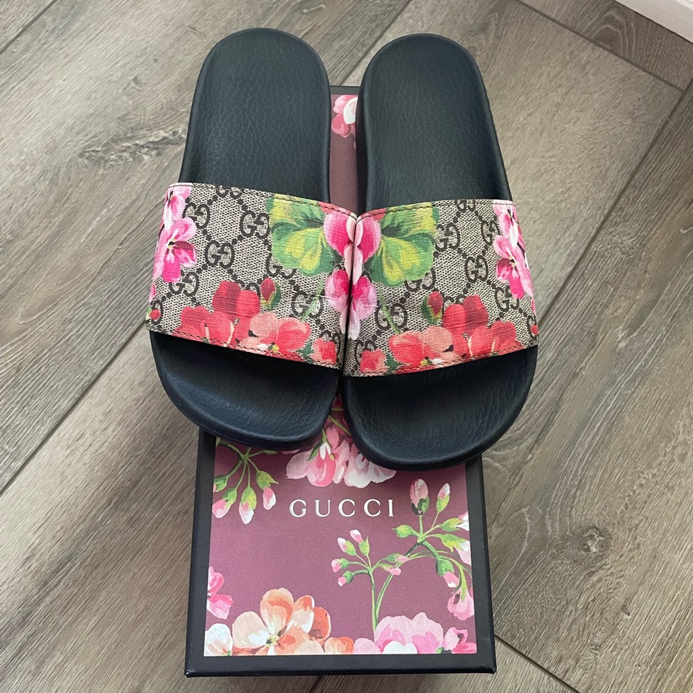 Authentic Gucci foral slides